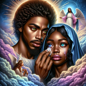 Ensure that the image distinctly represents both Jesus Christ an...