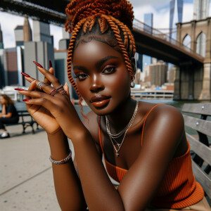 Enjoying a day out an electrostatic art of an African American...