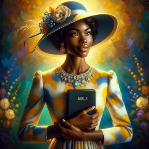 A spiritually enriching illustration depicts an African American...