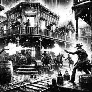 black and white high contrast oil painting style, photorealistic...