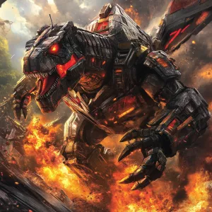 Create an image of Grimlock, the Dinobot leader from the Transfo...