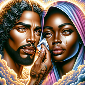 Ensure that the image distinctly represents both Jesus Christ an...