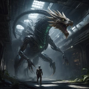 Create a digital painting of a Zilant, an intricate dragon-like...