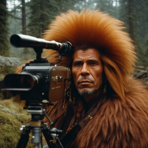 Daniel Boone is shooting at a large hair covered Sasquatch that...