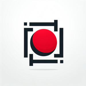 5. "Craft a sleek logo "Geometric logo: bold red dot enclosed by...