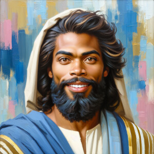 An oil painting of a light-skinned African American man resembli...