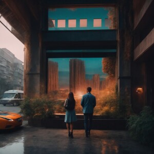 Two friends stay in street holding hand and emotional