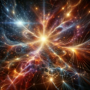 In the ethereal glow of a phantasmagoric divine neural network,...