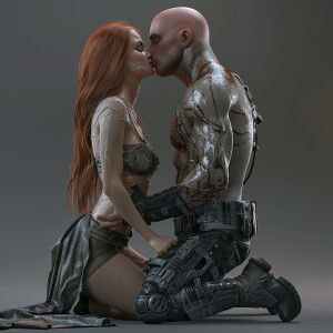 A photorealistic high resolution image. Light ginger haired fema...
