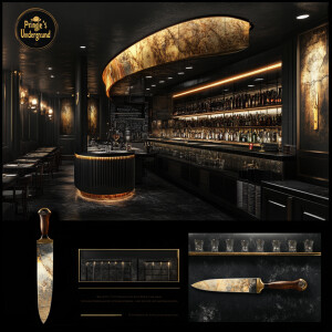 Upscale restaurant called "Pringle's Underground Kitchen," an ur...