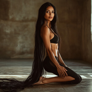 Indian model with long black hair and a beautiful, symmetrical f...