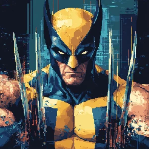 Create an ANSI art representation of the character Wolverine