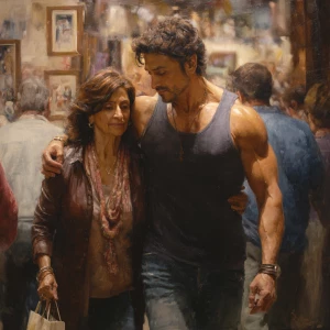 realism photo painting.a  indian criminal sweaty muscular beefy...