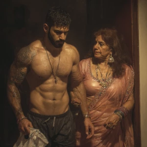 Hyperrealism digital painting ,a new delhi muscular beefy bearde...