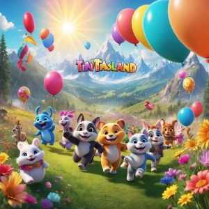 A fantasy land YouTube banner for a kids’ channel with 3D-style...