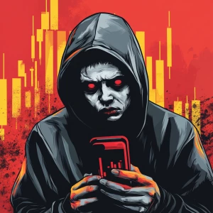 a pale, depressed-looking man with sunken eyes and hoodie, blank...