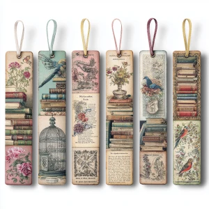 Literary Girl Vintage Bookmarks – A set of vintage-style bookmar...