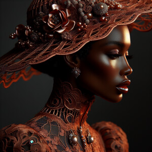 A African-American Hawaiian woman  wearing luxurious copper tatt...
