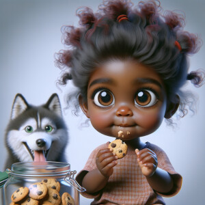 create a hyper realistic African American chibi toddler girl wit...