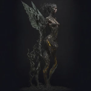 Beautiful  woman transforming into a butterfly. Full body photo