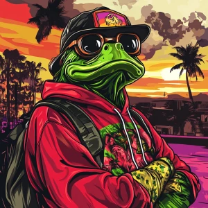 MEME PEPE in GTA art style — Make it epic, and gorgeous — in the...