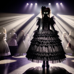 Stage of revenge, elegant gothic lolita, revenge aura, glowing e...