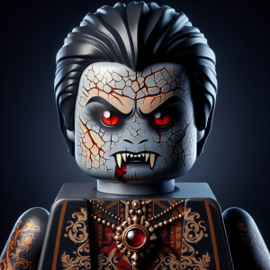 terrifying demonic vampire lord with cracked weathered weblike e...