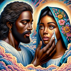 Ensure that the image distinctly represents both Jesus Christ an...