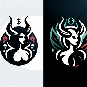 Medusa style face and head create an illustration of a commandin...