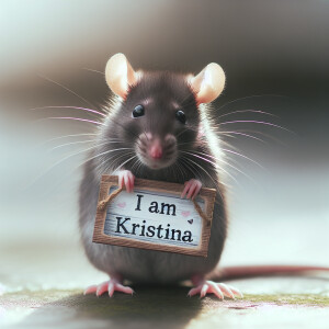 create a rat with the sign "I am Kristina"