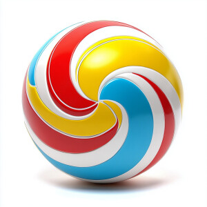 Create a swirling vibrant colorful beach ball with bold sections...