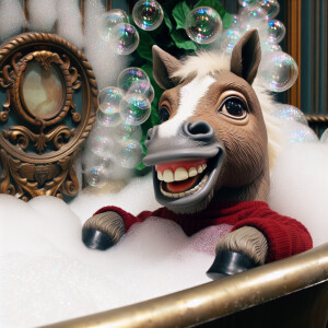 Character design A cute small Boy-horse Hybrid smiling taking A...