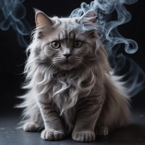 Long-haired cat made out of smoke, I said smoke long-haired smok...