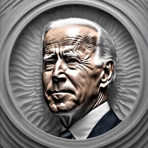 Head portrait of Joe Biden looking at the camera against a neutr...