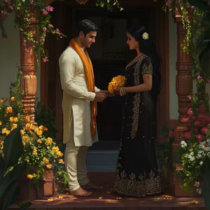 Create a high-definition digital artwork illustrating an affluen...