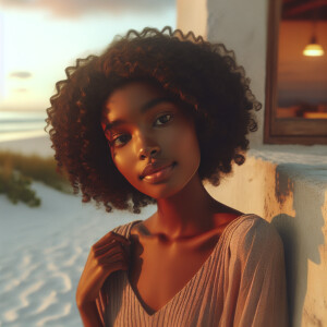 3-D image of a beautiful light skin, African-American woman she...