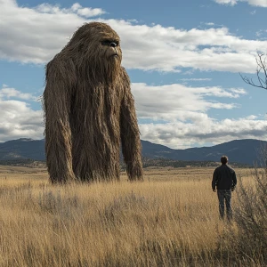 A man building a high hide for hunting saw a large humanoid look...