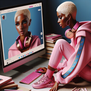 A beautiful light skin African American woman with with a pink j...