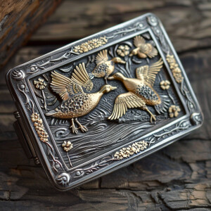 Handmade sterling silver trophy buckle featuring smooth sterling...