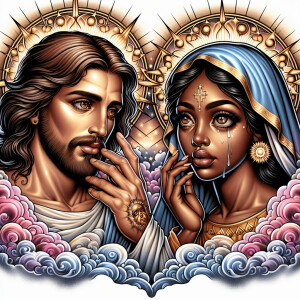 Ensure that the image distinctly represents both Jesus Christ an...