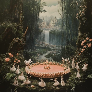 Please make a hyperrealistic vintage photo with fairy elf magica...