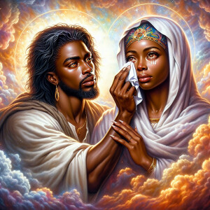 Ensure that the image distinctly represents both Jesus Christ an...