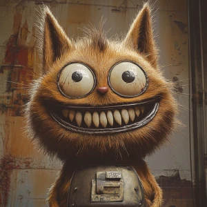 Stylized character  portrait of a mischievous designer toy creat...