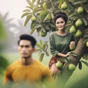 ibu cantik Indonesia berambut kondek agak montok berbaju kaos hi...