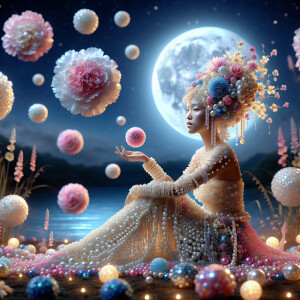 "Create an image of a majestic light skin Hawaiian woman whose f...