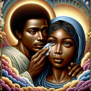 Ensure that the image distinctly represents both Jesus Christ an...
