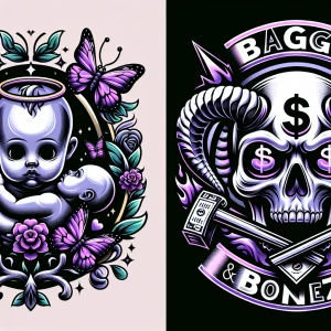 Baby loves logo with butterflies and purples(masterpiece, best q...