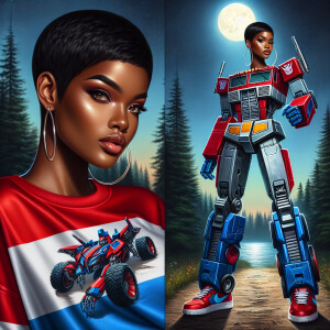 A 4K glossy oil painting of a regal beautiful caramel skin Afric...