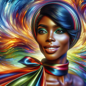 A portrait of an African-American woman featuring her smooth, as...