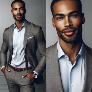 Full body portrait of a successful and handsome light skin Afric...